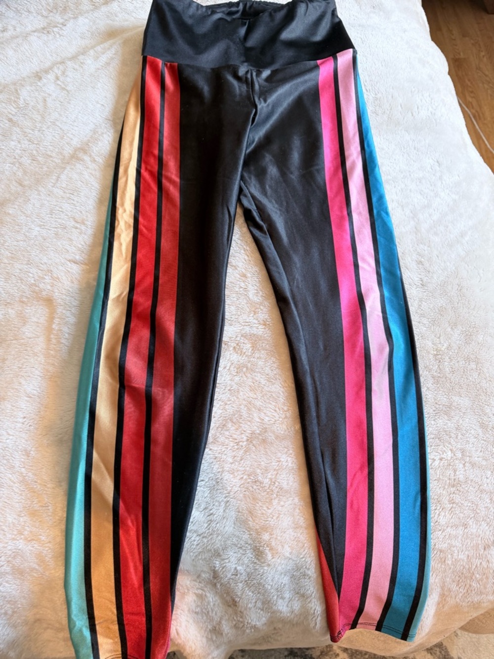 Goldsheep Black Leggings with rainbow stripes